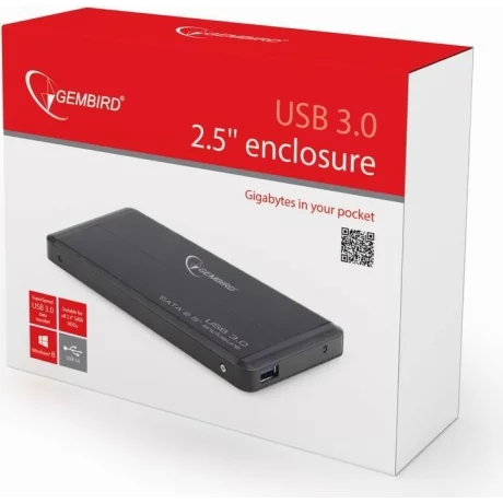 RACK extern GEMBIRD, pt HDD/SSD, 2.5 inch, S-ATA, interfata PC USB 3.0, aluminiu, negru, &quot;EE2-U3S-2&quot;
