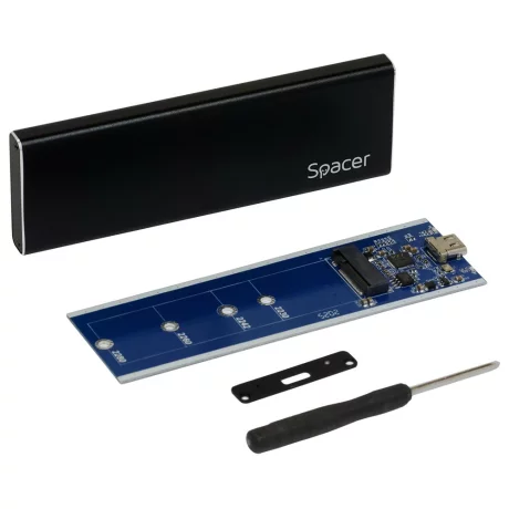 RACK extern SPACER, pt. SSD, 2.5 inch, M.2, interfata PC USB 3.1 Type C, aluminiu, negru, &quot;SPR-M2TYPEC-01&quot;