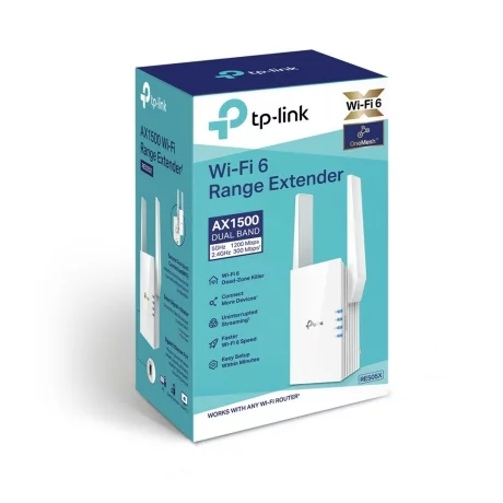 RANGE EXTENDER TP-LINK wireless  1500Mbps, 1 port Gigabit,  2 antene externe, 2.4 / 5Ghz dual band, Wi-Fi 6, &quot;RE505X&quot; (include timbru verde 1.5 lei)