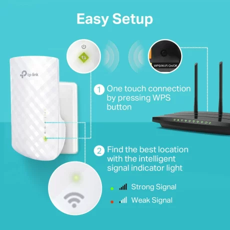 RANGE EXTENDER TP-LINK wireless  750Mbps, 1 port 10/100Mbps, 3 antene interne, dual band AC750, 2.4GHz si 5GHz &quot;RE220&quot; (include timbru verde 1.5 lei)