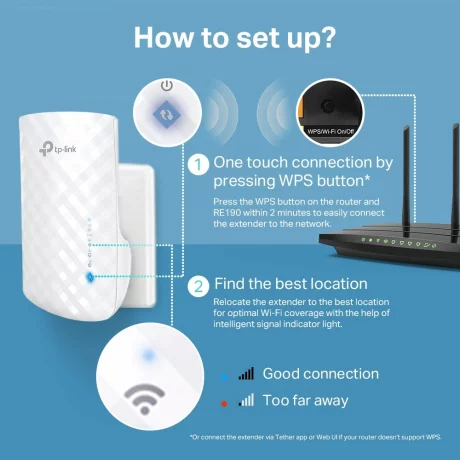 RANGE EXTENDER TP-LINK wireless 750Mbps,3 antene interne, dual band AC750, 2.4GHz &amp;amp; 5GHz &quot;RE190&quot; (include timbru verde 1.5 lei)