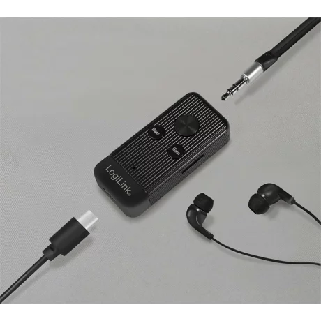 RECEIVER audio Logilink, conectare prin Jack 3.5mm, distanta 10 m (pana la), Bluetooth v5.0, ac. 300mAh, pana la 6.5 ore, card microSD, indicator LED, bass booster, antena interna, black, &quot;BT0055&quot;