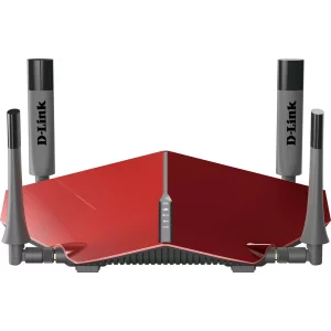 ROUTER D-LINK wireless 3150Mbps, 4 porturi Gigabit, 4 antene externe, Dual Band AC3200 (1300/600Mbps), 1xUSB3.0, 1xUSB2.0, glossy red &quot;DIR-885L&quot; (include timbru verde 1.5 lei)