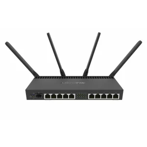 ROUTER MIKROTIK wireless, 2000 Mbps, porturi Gigabit x 10, antena externa x 4, CPU 1.4 GHz, 1 GB RAM, dual band, rackabil 1U 19&quot;, &quot;MT RB4011IGS+5HACQ2HND-IN&quot; (include TV 1.5 lei)