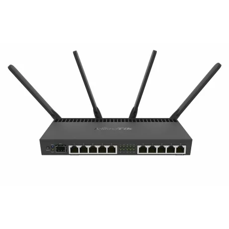 ROUTER MIKROTIK wireless, 2000 Mbps, porturi Gigabit x 10, antena externa x 4, CPU 1.4 GHz, 1 GB RAM, dual band, rackabil 1U 19&quot;, &quot;MT RB4011IGS+5HACQ2HND-IN&quot; (include TV 1.5 lei)