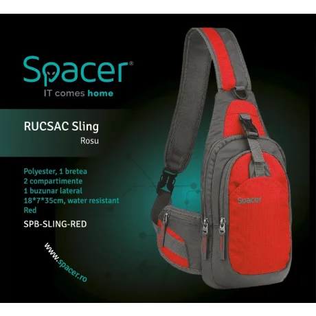 RUCSAC SPACER Sling, nylon,2 compartimente principale,, water resistant, red, SPB-SLING-RED