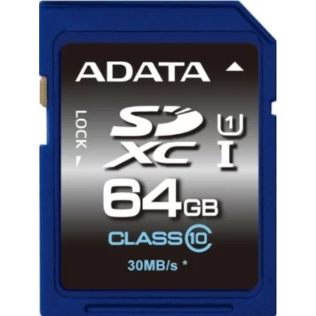 CARD SD ADATA, 64 GB, SDXC, clasa 10, standard UHS-I U1, &quot;ASDX64GUICL10-R&quot;