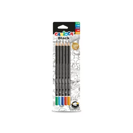 Creion Carioca asortat 2H, H, HB, B, 2B 5 buc/blister