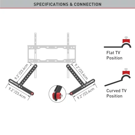 SUPORT montare soundbar, sub TV, monitor BARKAN, pt 1 TV/monitor plat, curbat, diag. max 80 inch, fix, max 6.5 Kg, &quot;E820.B&quot;