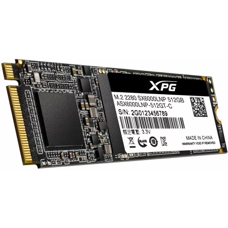 SSD ADATA, XPG SX6000 Lite, 512 GB, M.2, PCIe Gen3.0 x4, 3D TLC Nand, R/W: 1800/1200 MB/s, &quot;ASX6000LNP-512GT-C&quot;