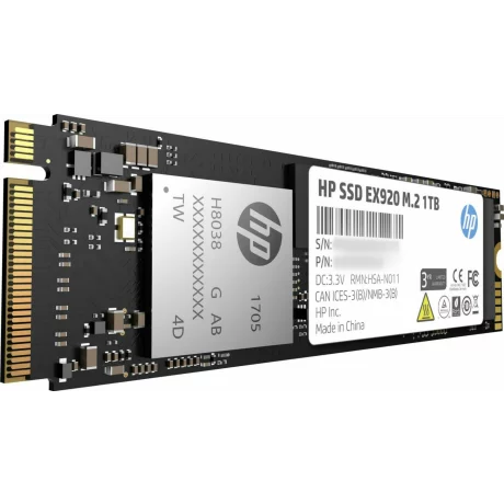 SSD HP, EX920, 1 TB, M.2, PCIe Gen3.0 x4, 3D TLC Nand, R/W: 3200/1800 MB/s, &quot;2YY47AA#ABB&quot;