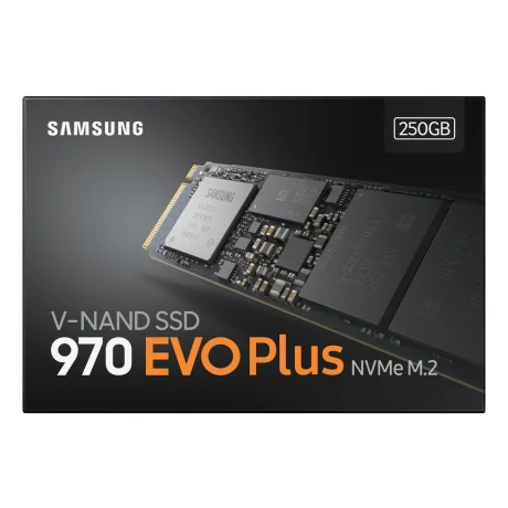 SSD SAMSUNG, Gen3 x 4, 970 EVO plus, 250 GB, M.2, PCIe Gen3.0 x4, V-Nand 3bit MLC, R/W: 3500/2300 MB/s, &quot;MZ-V7S250BW&quot;