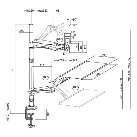 SUPORT de birou LOGILINK, pt 1 TV/monitor plat, diag. max 27 inch, rotatie, inclinare, pivotare, max 9 kg, &quot;BP0030&quot;