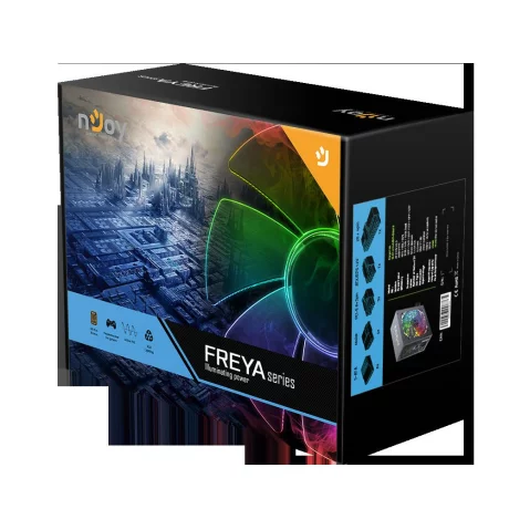 SURSA NJOY Freya 600, 600 W, ATX 12V V2.3, fan RGB 120 mm x 1, 80 PLUS Bronze - compatibila, &quot;PSAT-060ARAF-BU01B&quot;