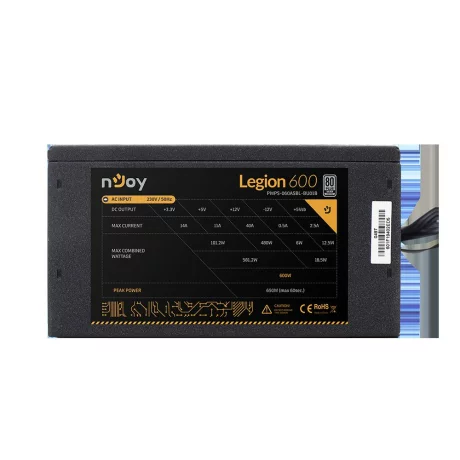 SURSA NJOY Legion 600, 600 W, ATX 12V V2.3, fan 140 mm x 1, 80 Plus Silver, &quot;PWPS-060ASBL-BU01B&quot;