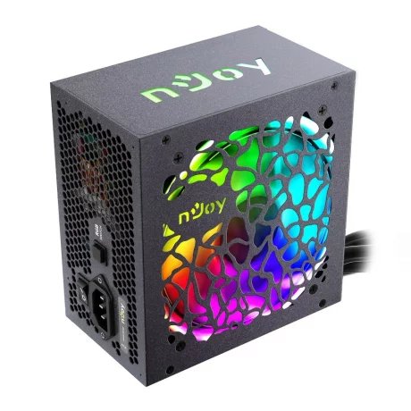 SURSA NJOY Freya 700, 700 W, ATX 12V V2.3, fan RGB 120 mm x 1, 80 PLUS Bronze - compatibila, &quot;PSAT-070ARAF-BU01B&quot;