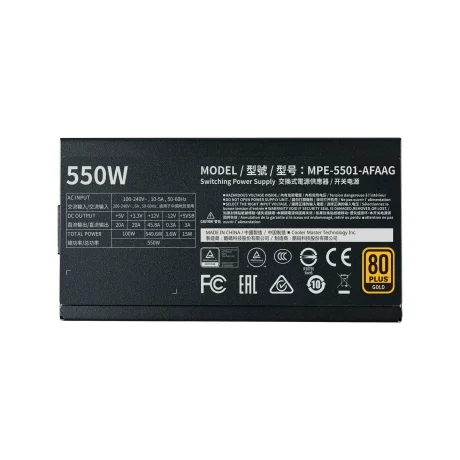 SURSA COOLER MASTER  550W (real), MWE Gold 550 V2, silent HDB fan 120mm, 80 Plus Gold, 2x PCI-E (6+2), 8x S-ATA, modulara &quot;MPE-5501-AFAAG-EU&quot;