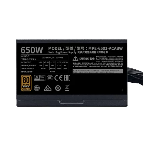 SURSA COOLER MASTER  650W (real), MWE 650 Bronze 230V V2, silent HDB fan 120mm, 80 Plus Bronze, 4x PCI-E (6+2), 6x S-ATA &quot;MPE-6501-ACABW-BEU&quot;