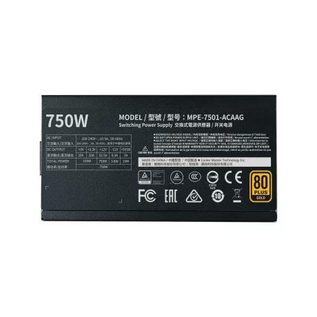 SURSA COOLER MASTER  750W (real), MWE Gold 750 V2, silent HDB fan 120mm, 80 Plus Gold, 4x PCI-E (6+2), 12x S-ATA, modulara &quot;MPE-7501-AFAAG-EU&quot;