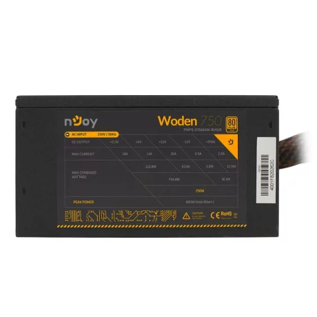 SURSA NJOY , 750 W, ATX 12V V2.3, fan 140 mm x 1, 80 PLUS Gold - compatibila, &quot;PWPS-075A04W-BU01B&quot;
