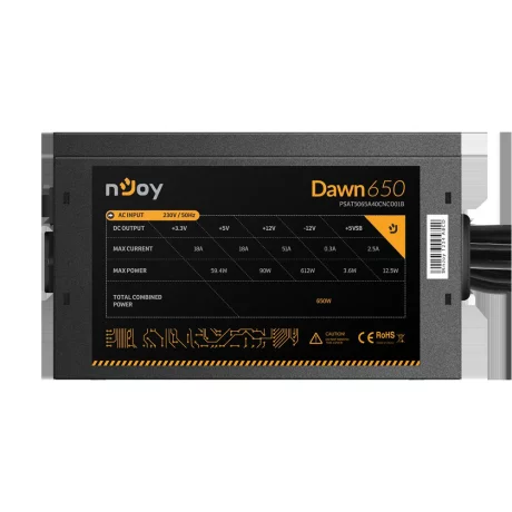 SURSA NJOY DAWN 650, 650 W, ATX 12V V2.3, fan 140 mm x 1, 80 PLUS Bronze - compatibila, &quot;PSAT5065A40CNCO01B&quot;