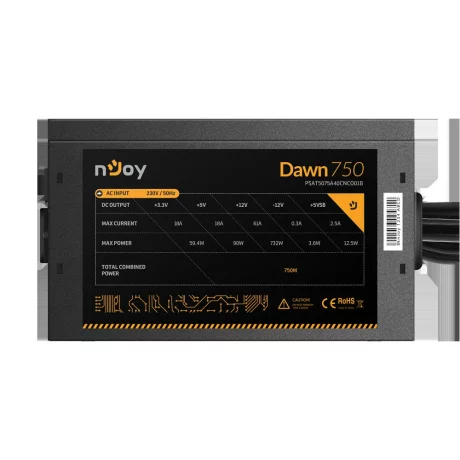 SURSA NJOY DAWN 750, 750 W, ATX 12V V2.3, fan 140 mm x 1, 80 PLUS Bronze - compatibila, &quot;PSAT5075A40CNCO01B&quot;