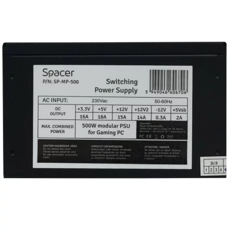 SURSA SPACER MODULARA 500 (for 500W Gaming PC), fan 120mm, 1x PCI-E (6+2), 3x S-ATA, 1x P8 (4+4), *bulk* &quot;SP-MP-500&quot;