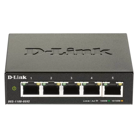 SWITCH D-LINK SMART  5 porturi Gigabit, carcasa metalica, &quot;DGS-1100-05V2&quot; (include timbru verde 1.5 lei)