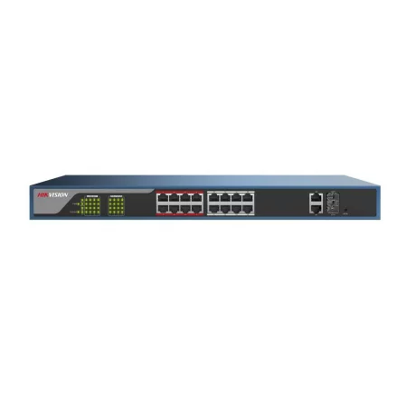 SWITCH PoE HIKVISION,  port 10/100 x 16 | Gigabit x 2, SFP SFP x 2, managed, rackabil, carcasa metalica, &quot;DS-3E1318P-E&quot;