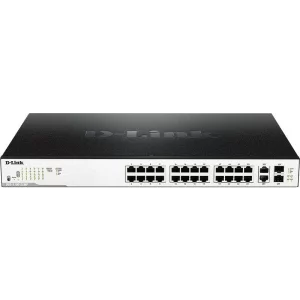 SWITCH PoE D-LINK Smart 24 porturi Gigabit (24 PoE) + 2 porturi combo SFP, IEEE 802.3af/at, carcasa metalica, rackabil, &quot;DGS-1100-26MP&quot;(include timbru verde 1.5 lei)