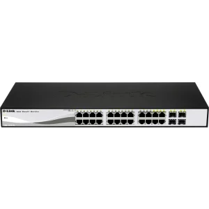 SWITCH PoE D-LINK Smart 24 porturi Gigabit (24 PoE) +  4 porturi combo SFP, IEEE 802.3af/at, carcasa metalica, rackabil, &quot;DGS-1210-24P&quot;(include timbru verde 1.5 lei)