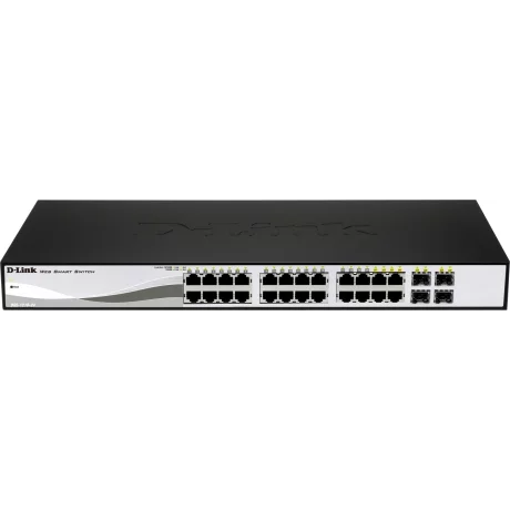 SWITCH PoE D-LINK Smart 24 porturi Gigabit (24 PoE) +  4 porturi combo SFP, IEEE 802.3af/at, carcasa metalica, rackabil, &quot;DGS-1210-24P&quot;(include timbru verde 1.5 lei)