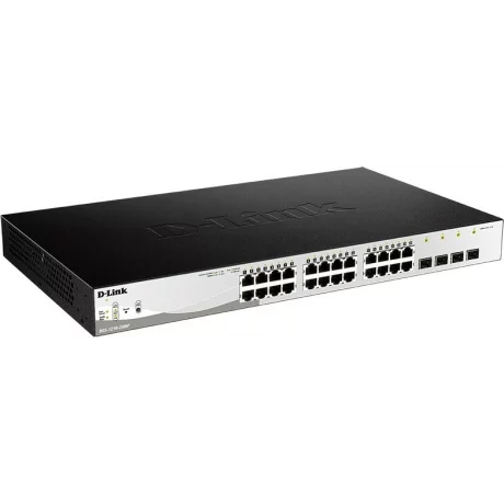 SWITCH PoE D-LINK Smart 24 porturi Gigabit (24 poE) + 4 porturi Combo SFP, IEEE 802.3af/at, carcasa metalica, rackabil,  &quot;DGS-1210-28MP&quot;(include timbru verde 1.5 lei)