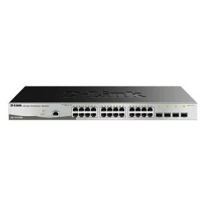 SWITCH PoE D-LINK Smart 24 porturi Gigabit (24 PoE) + 4 porturi Combo SFP, IEEE 802.3at, carcasa metalica, rackabil, &quot;DGS-1210-28MP/ME&quot;(include timbru verde 1.5 lei)