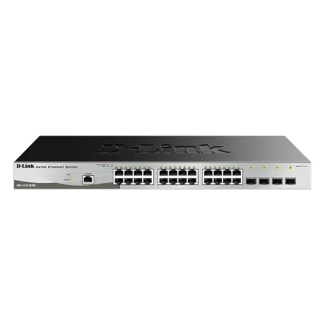 SWITCH PoE D-LINK Smart 24 porturi Gigabit (24 PoE) + 4 porturi Combo SFP, IEEE 802.3at, carcasa metalica, rackabil, &quot;DGS-1210-28MP/ME&quot;(include timbru verde 1.5 lei)