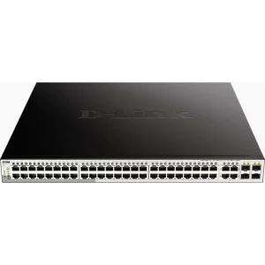 SWITCH PoE D-LINK Smart 48 porturi Gigabit (48 PoE) + 4 porturi combo SFP, IEEE 802.3af/at, carcasa metalica, &quot;DGS-1210-52MP&quot;(include timbru verde 1.5 lei)