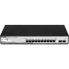 SWITCH PoE D-LINK Smart  8 porturi Gigabit (8 PoE) + 2 porturi SFP, IEEE 802.3af/at, carcasa metalica, &quot;DGS-1210-10P&quot; (include timbru verde 1.5 lei)