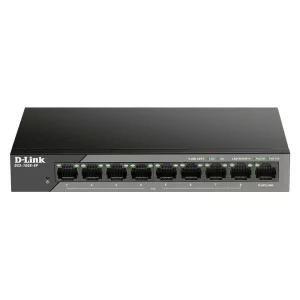 SWITCH PoE D-LINK Unmanaged 8 porturi 10/100Mbps (8 PoE) + 1 x Gigabit Uplink, carcasa metalica, &quot;DSS-100E-9P&quot;(include timbru verde 1.5 lei)