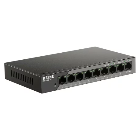 SWITCH PoE D-LINK Unmanaged 8 porturi 10/100Mbps (8 PoE) + 1 x Gigabit Uplink, carcasa metalica, &quot;DSS-100E-9P&quot;(include timbru verde 1.5 lei)