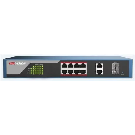 SWITCH PoE HIKVISION,  port 10/100 x 8 | Gigabit x 2, SFP SFP x 2, managed, rackabil, carcasa metalica, &quot;DS-3E1310P-E&quot;