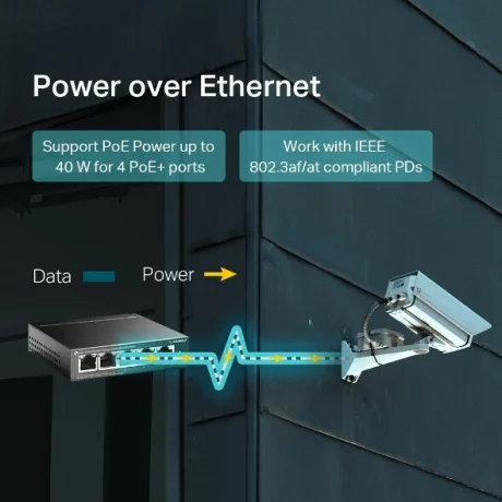 SWITCH PoE TP-LINK  5 porturi Gigabit (4 PoE+), IEEE 802.3af, carcasa metalica &quot;TL-SG1005LP&quot; (include timbru verde 1.5 lei)