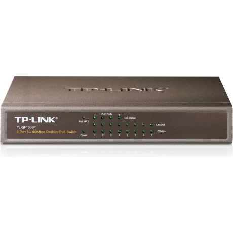 SWITCH PoE TP-LINK  8 porturi 10/100Mbps (4 PoE), IEEE 802.3af, carcasa metalica &quot;TL-SF1008P&quot; (include timbru verde 1.5 lei)