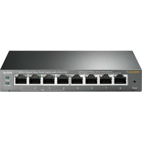 SWITCH PoE TP-LINK  8 porturi Gigabit (4 PoE), IEEE 802.3af, carcasa metalica &quot;TL-SG108PE&quot; (include timbru verde 1.5 lei)