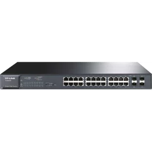 SWITCH PoE TP-LINK L2+ cu management 24 porturi Gigabit (24 PoE+) + 4 sloturi SFP, IEEE 802.3at/af, carcasa metalica, rackabil &quot;T1600G-28PS(TL-SG2424P)&quot; (include timbru verde 1.5 lei)