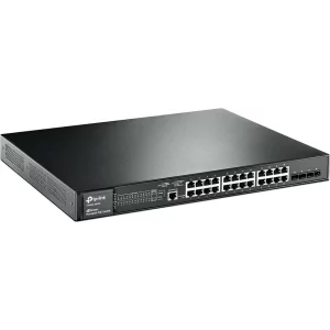 SWITCH PoE TP-LINK L2+ cu management 24 porturi Gigabit (24 PoE+) + 4 sloturi SFP, IEEE 802.3at/af, carcasa metalica, rackabil &quot;T2600G-28MPS(TL-SG3424P)&quot; (include timbru verde 1.5 lei)