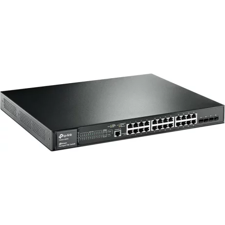 SWITCH PoE TP-LINK L2+ cu management 24 porturi Gigabit (24 PoE+) + 4 sloturi SFP, IEEE 802.3at/af, carcasa metalica, rackabil &quot;T2600G-28MPS(TL-SG3424P)&quot; (include timbru verde 1.5 lei)