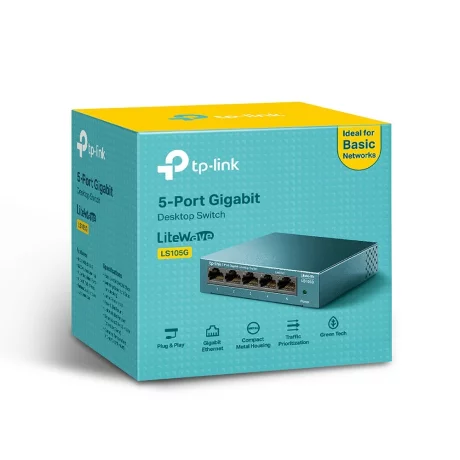 SWITCH TP-LINK  5 porturi Gigabit LiteWave carcasa metalica &quot;LS105G&quot; (include timbru verde 1.5 lei)