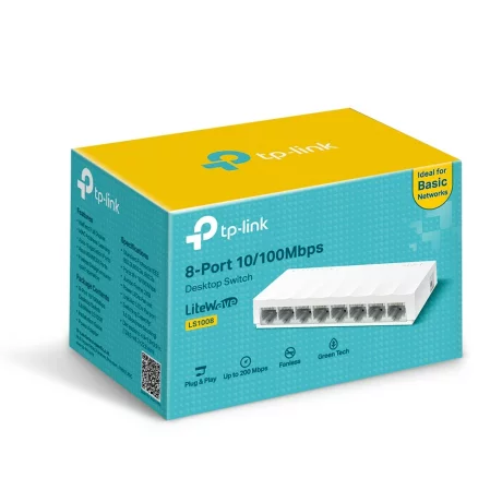 SWITCH TP-LINK  8 porturi 10/100 Mbps LiteWave  &quot;LS1008&quot; (include timbru verde 1.5 lei)