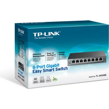 SWITCH TP-LINK  8 porturi Gigabit. carcasa metalica &quot;TL-SG108E&quot; (include timbru verde 1.5 lei)