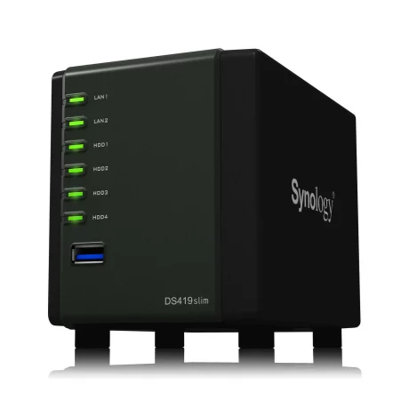 NAS SYNOLOGY, tower, HDD x 4, capacitate maxima 16 TB, memorie RAM 512 MB, RJ-45 (Gigabit) x 2, porturi USB 3.0 x 2, &quot;DS419slim&quot;